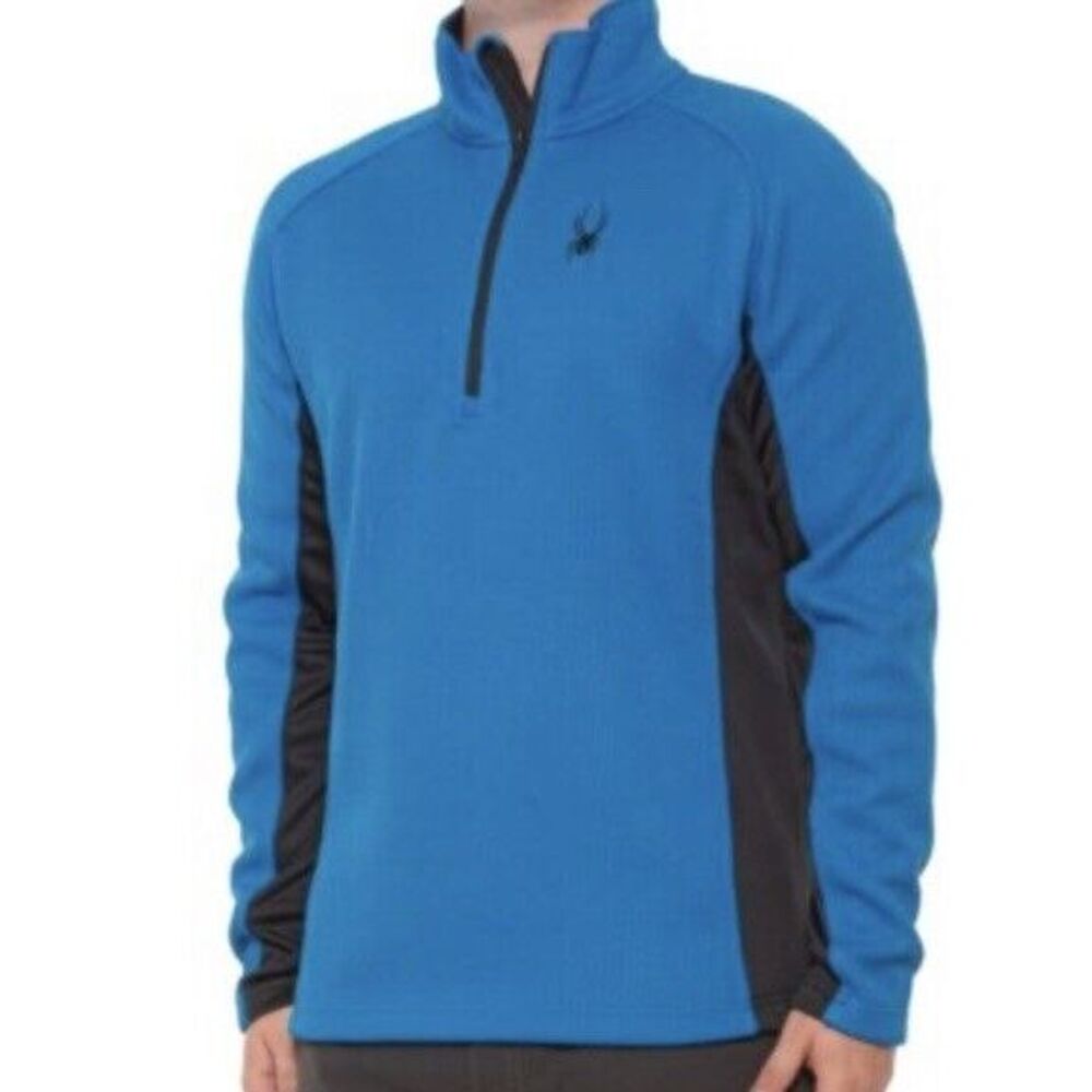 New Spyder Men Outbound Elevate Bonded Sweater Fleece 1/4 Zip Jacket Blue‎ M